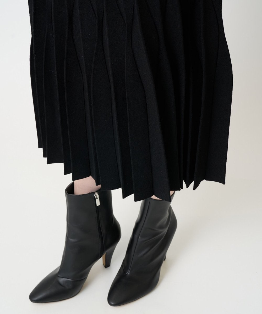 PRHCD02490 CHRISTIAN AUJARD(クリスチャン・オジャール) ウエーブニットプリーツスカート ブラック