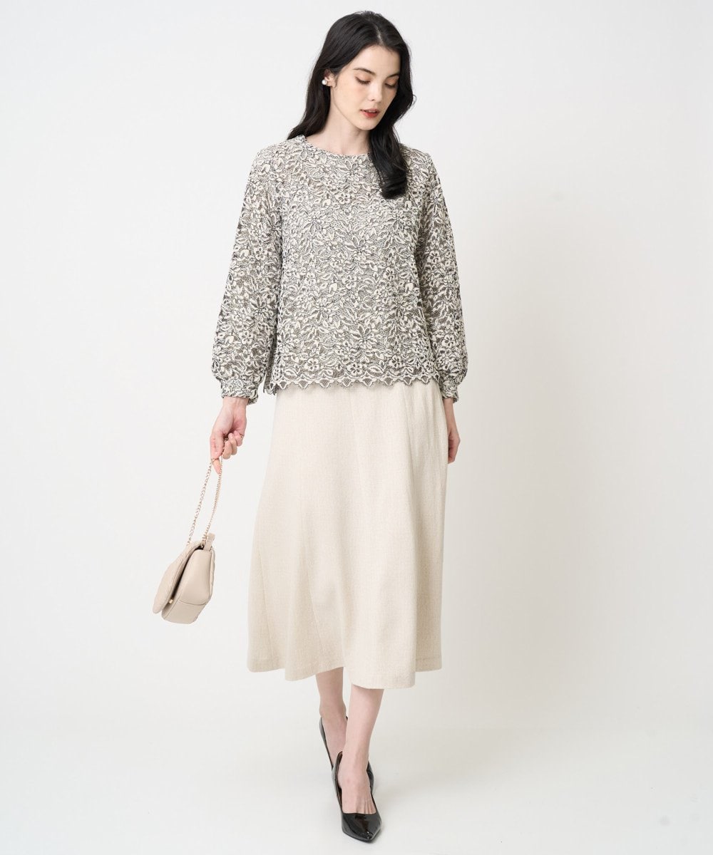 PRHCD09390 CHRISTIAN AUJARD(クリスチャン・オジャール) [セットアップ対応]ラメジャージースカート アイボリー