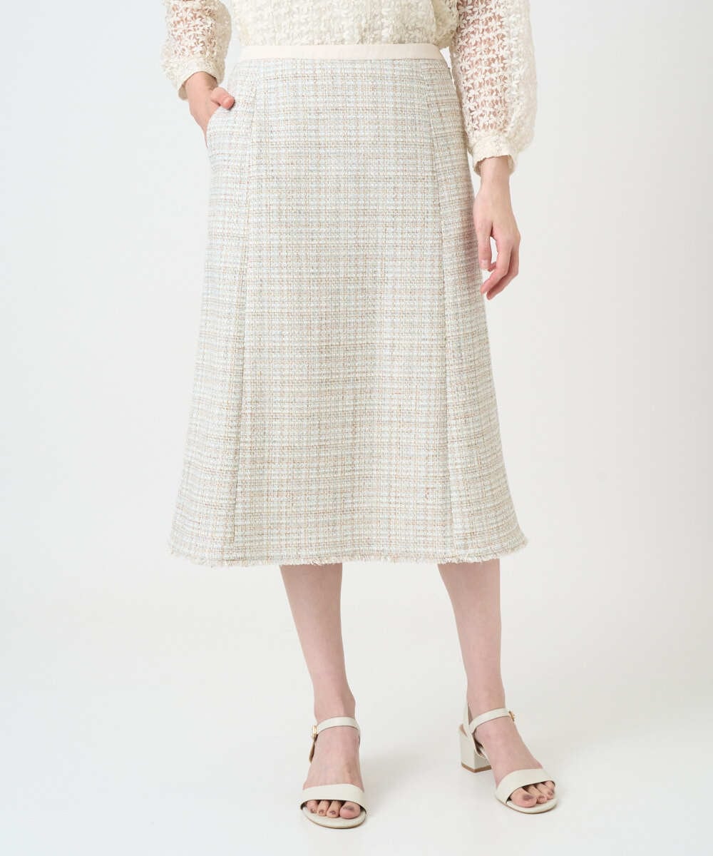 PRHEE01430 CHRISTIAN AUJARD(クリスチャン・オジャール) 【セットアップ対応】シャイニーツィードスカート ベージュ系