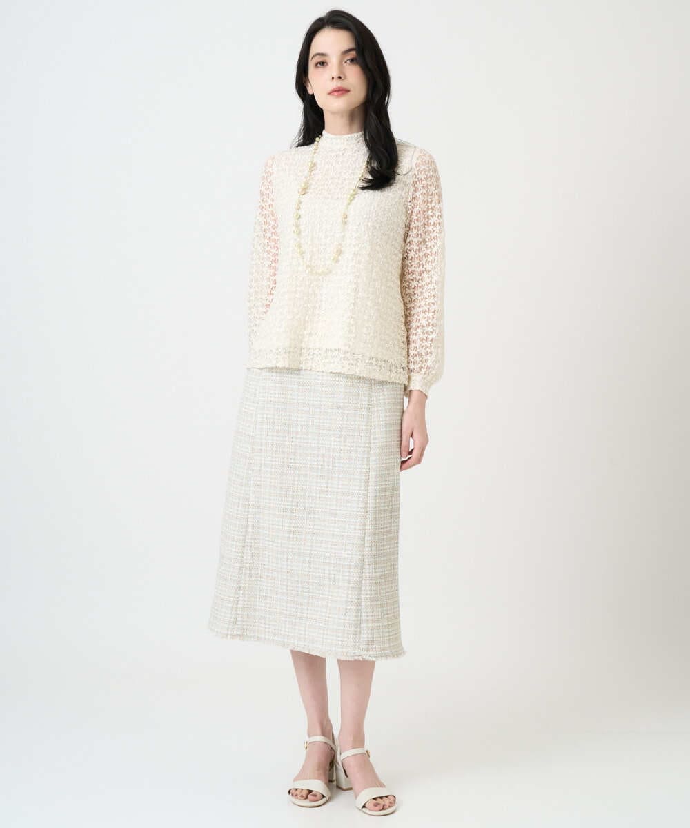 PRHEE01430 CHRISTIAN AUJARD(クリスチャン・オジャール) 【セットアップ対応】シャイニーツィードスカート ベージュ系