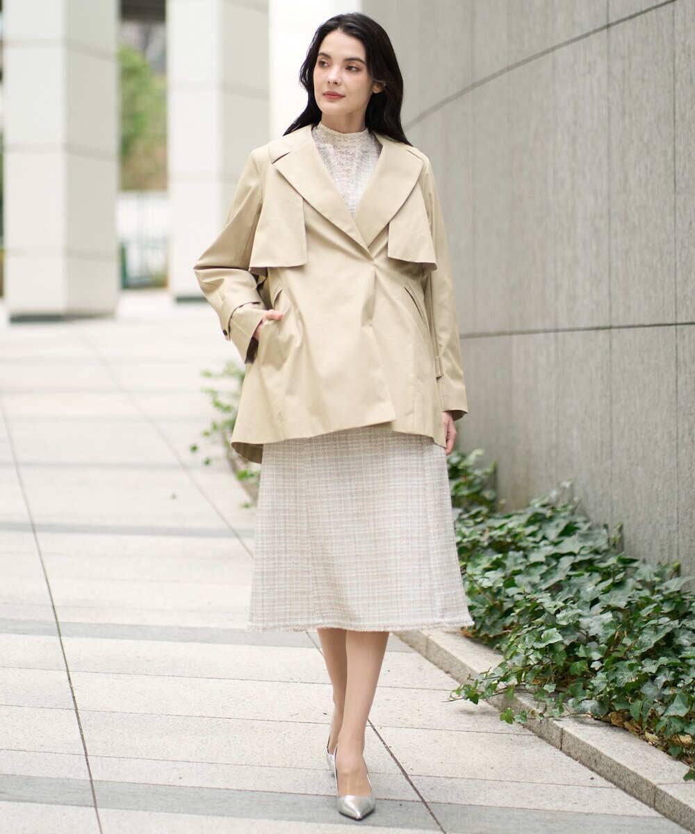 PRHEE01430 CHRISTIAN AUJARD(クリスチャン・オジャール) 【セットアップ対応】シャイニーツィードスカート ベージュ系