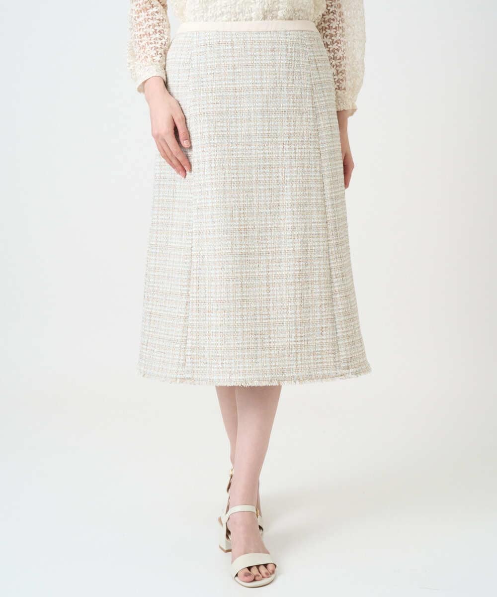 PRHEE01430 CHRISTIAN AUJARD(クリスチャン・オジャール) 【セットアップ対応】シャイニーツィードスカート ベージュ系