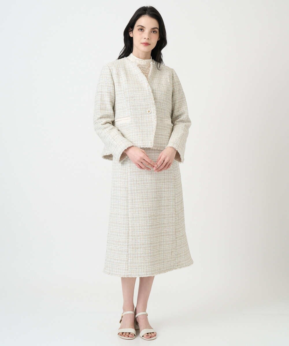 PRHEE01430 CHRISTIAN AUJARD(クリスチャン・オジャール) 【セットアップ対応】シャイニーツィードスカート ベージュ系