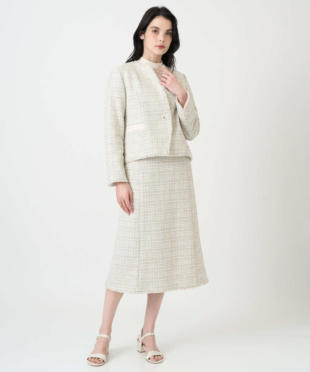 PRHEE01430 CHRISTIAN AUJARD(クリスチャン・オジャール) 【セットアップ対応】シャイニーツィードスカート ベージュ系