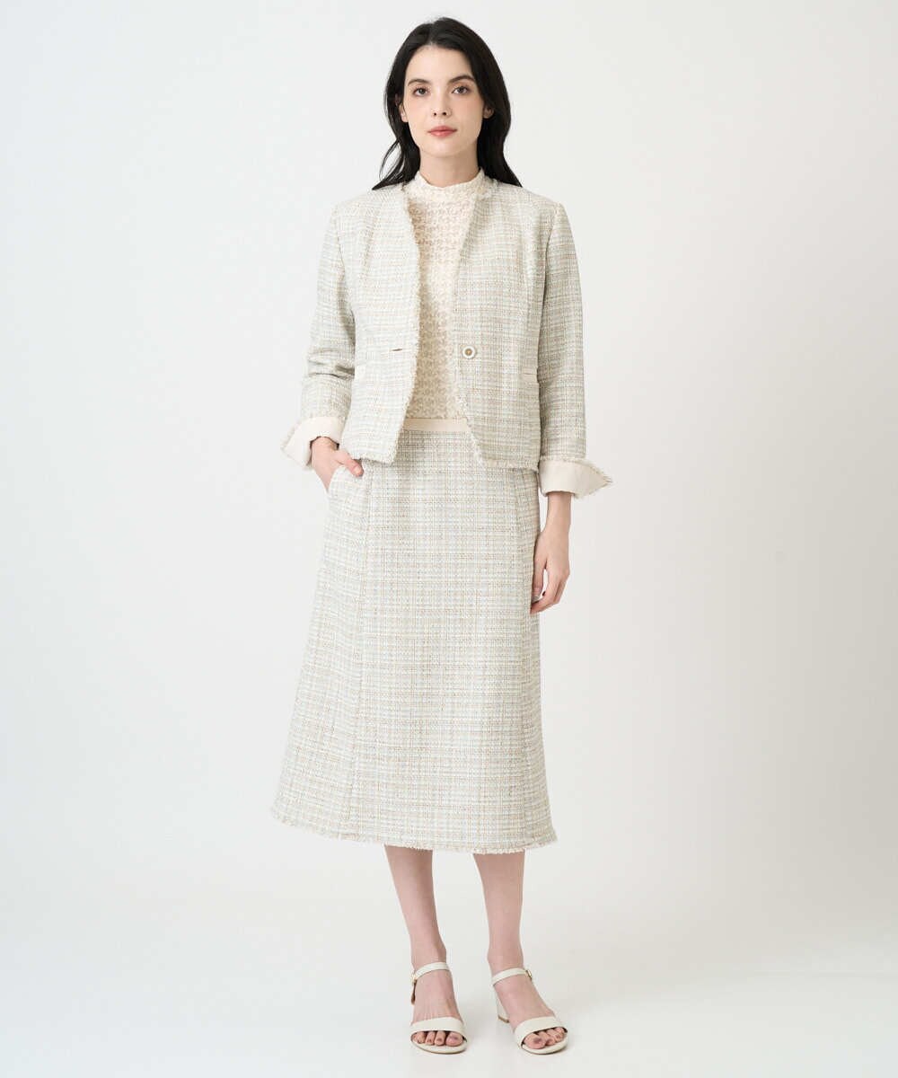 PRHEE01430 CHRISTIAN AUJARD(クリスチャン・オジャール) 【セットアップ対応】シャイニーツィードスカート ベージュ系