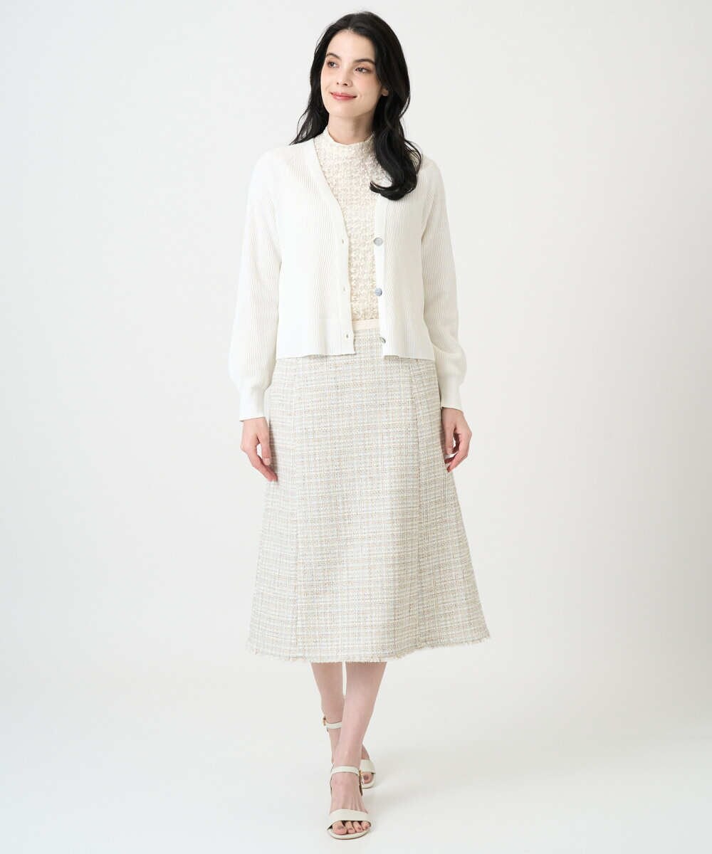 PRHEE01430 CHRISTIAN AUJARD(クリスチャン・オジャール) 【セットアップ対応】シャイニーツィードスカート ベージュ系