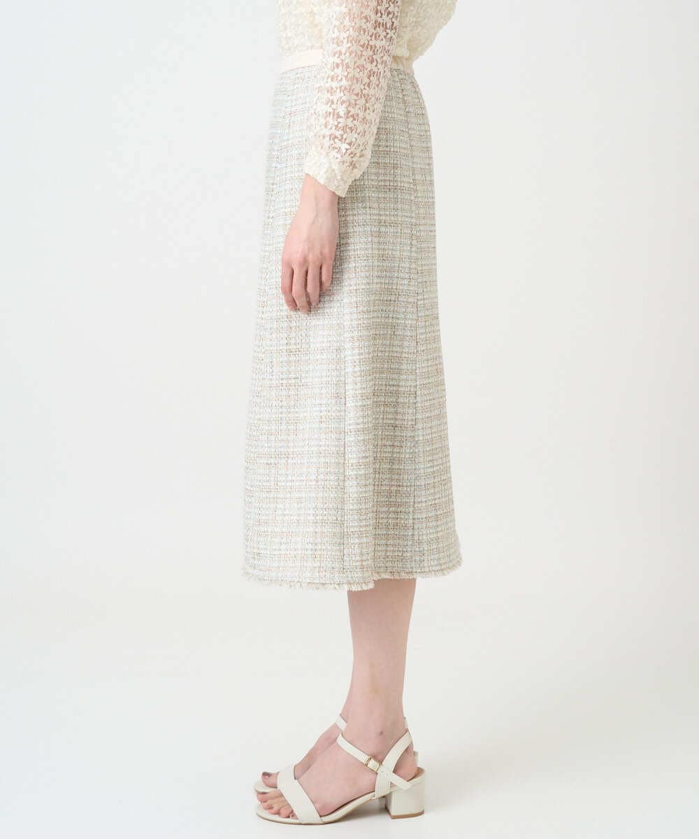 PRHEE01430 CHRISTIAN AUJARD(クリスチャン・オジャール) 【セットアップ対応】シャイニーツィードスカート ベージュ系