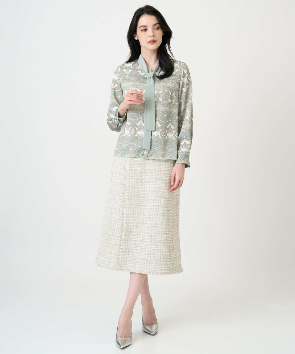 PRHEE01430 CHRISTIAN AUJARD(クリスチャン・オジャール) 【セットアップ対応】シャイニーツィードスカート ベージュ系