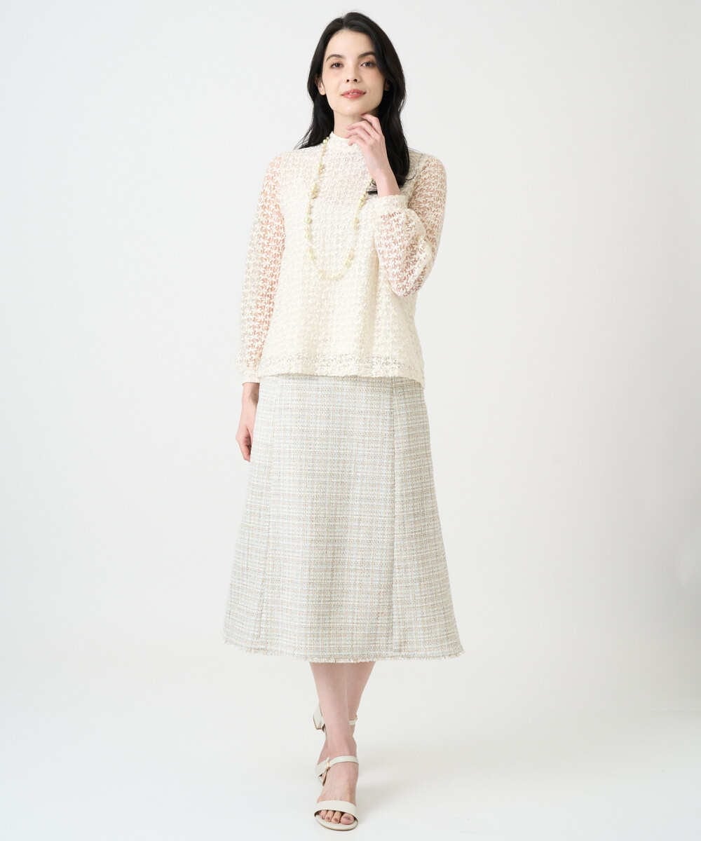 PRHEE01430 CHRISTIAN AUJARD(クリスチャン・オジャール) 【セットアップ対応】シャイニーツィードスカート ベージュ系