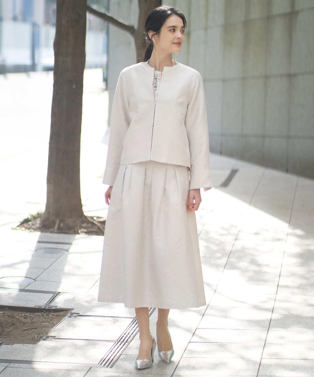 PRHEE11390 CHRISTIAN AUJARD(クリスチャン・オジャール) [セットアップ対応]ジャカードサテンスカート アイボリー