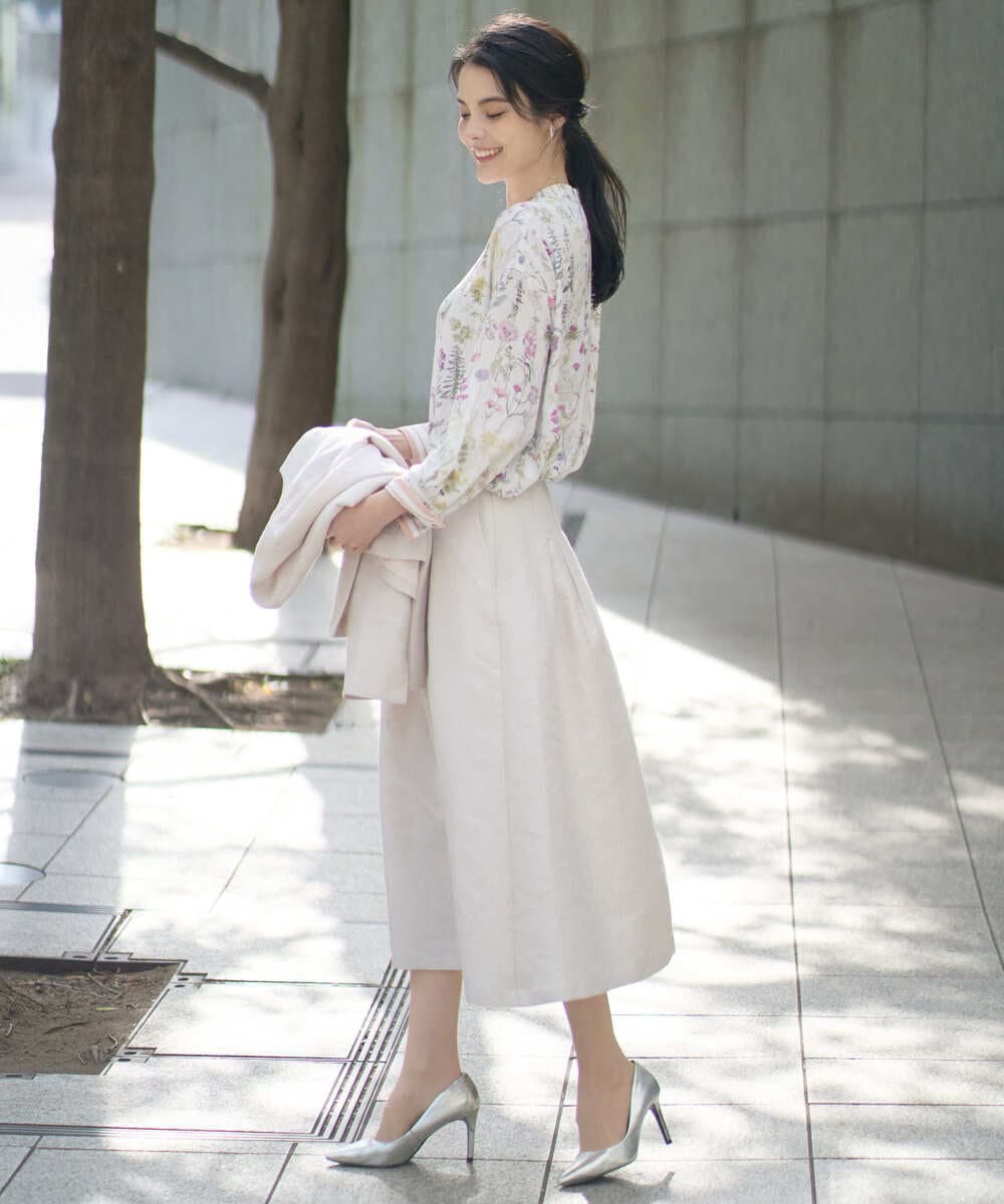 PRHEE11390 CHRISTIAN AUJARD(クリスチャン・オジャール) [セットアップ対応]ジャカードサテンスカート アイボリー