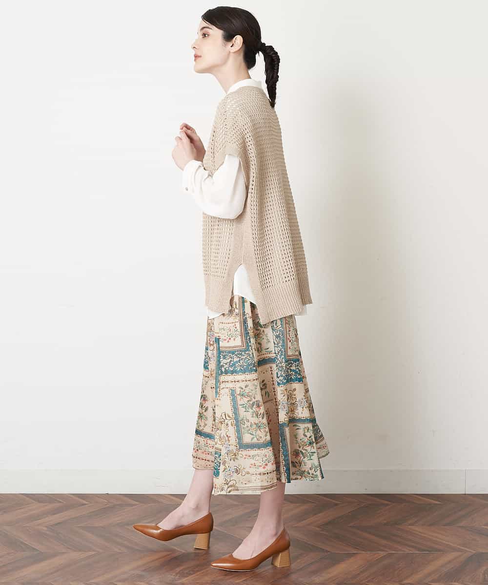 シノワズリフラワーフレアスカート ミモレ丈スカート Christian Aujard クリスチャン オジャール イトキンオンラインストア