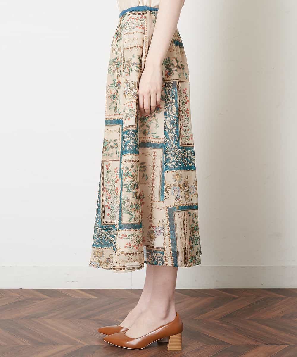 シノワズリフラワーフレアスカート ミモレ丈スカート Christian Aujard クリスチャン オジャール イトキンオンラインストア