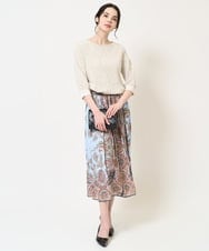 PRHGB18690 CHRISTIAN AUJARD(クリスチャン・オジャール) RATTIオーナメントプリントスカート ネイビー×ライトブルー