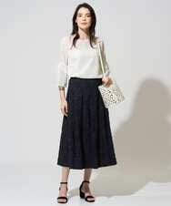 PRHGD20450 CHRISTIAN AUJARD(クリスチャン・オジャール) [セットアップ対応]フラワーカットジャカードスカート ネイビー