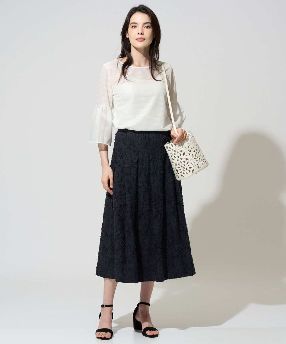 PRHGD20450 CHRISTIAN AUJARD(クリスチャン・オジャール) [セットアップ対応]フラワーカットジャカードスカート ネイビー