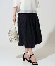 PRHGD20450 CHRISTIAN AUJARD(クリスチャン・オジャール) [セットアップ対応]フラワーカットジャカードスカート ネイビー