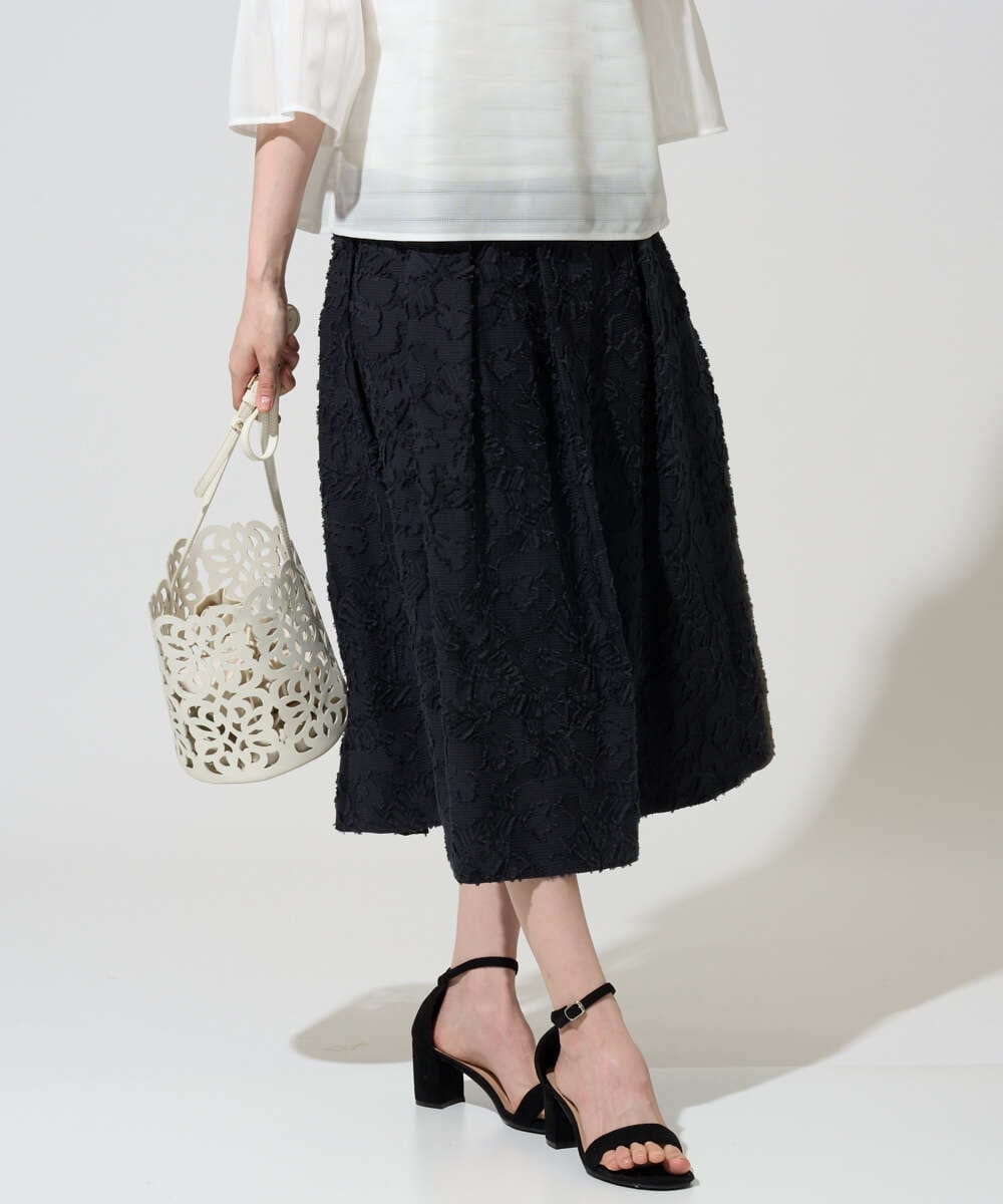 PRHGD20450 CHRISTIAN AUJARD(クリスチャン・オジャール) [セットアップ対応]フラワーカットジャカードスカート ネイビー