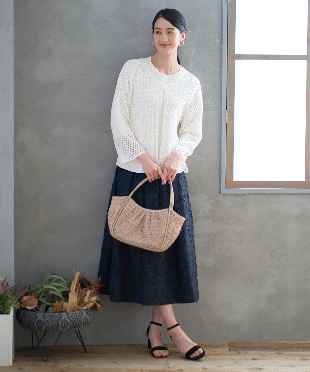 PRHGD20450 CHRISTIAN AUJARD(クリスチャン・オジャール) [セットアップ対応]フラワーカットジャカードスカート ネイビー