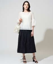 PRHGD20450 CHRISTIAN AUJARD(クリスチャン・オジャール) [セットアップ対応]フラワーカットジャカードスカート ネイビー