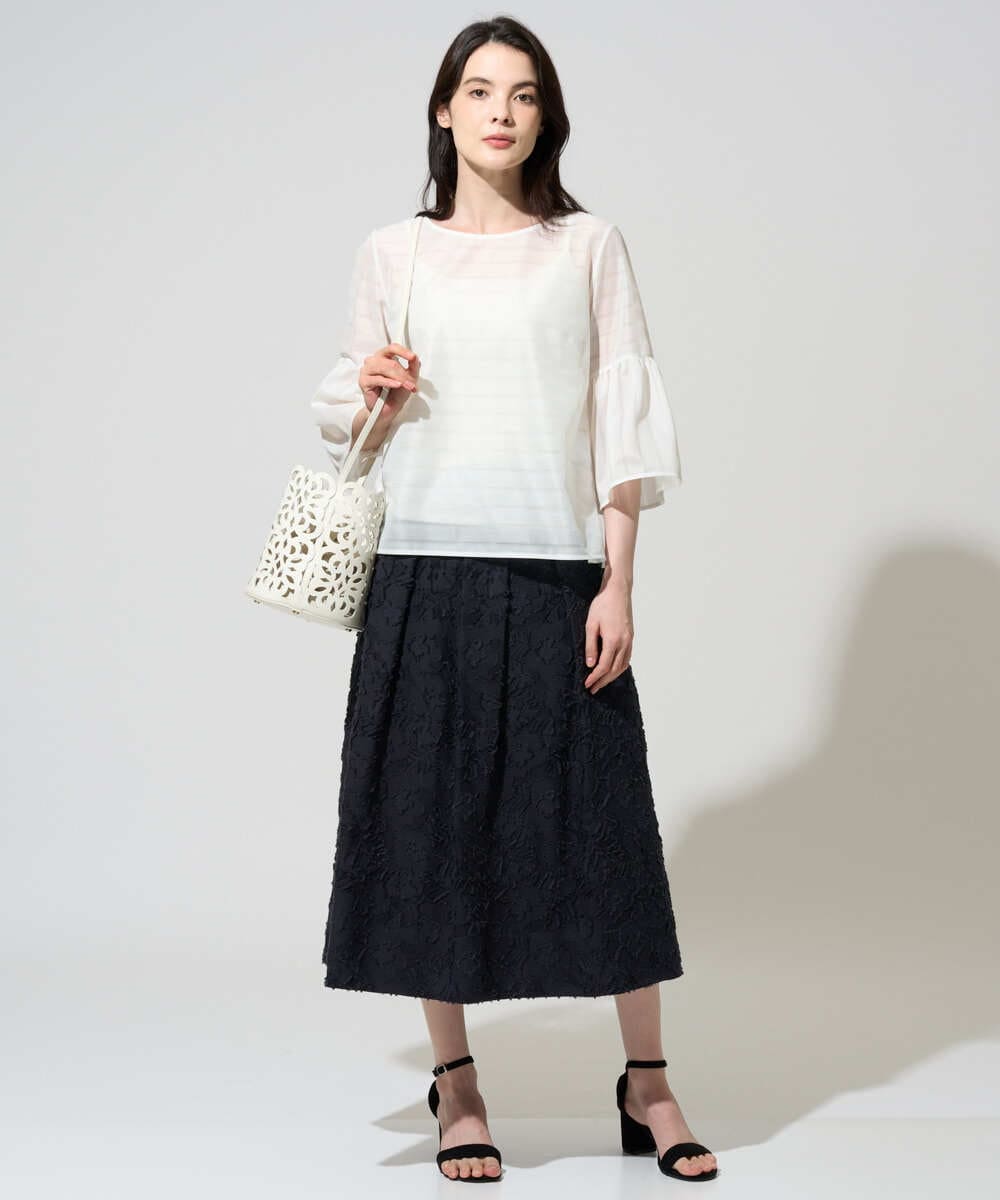 PRHGD20450 CHRISTIAN AUJARD(クリスチャン・オジャール) [セットアップ対応]フラワーカットジャカードスカート ネイビー