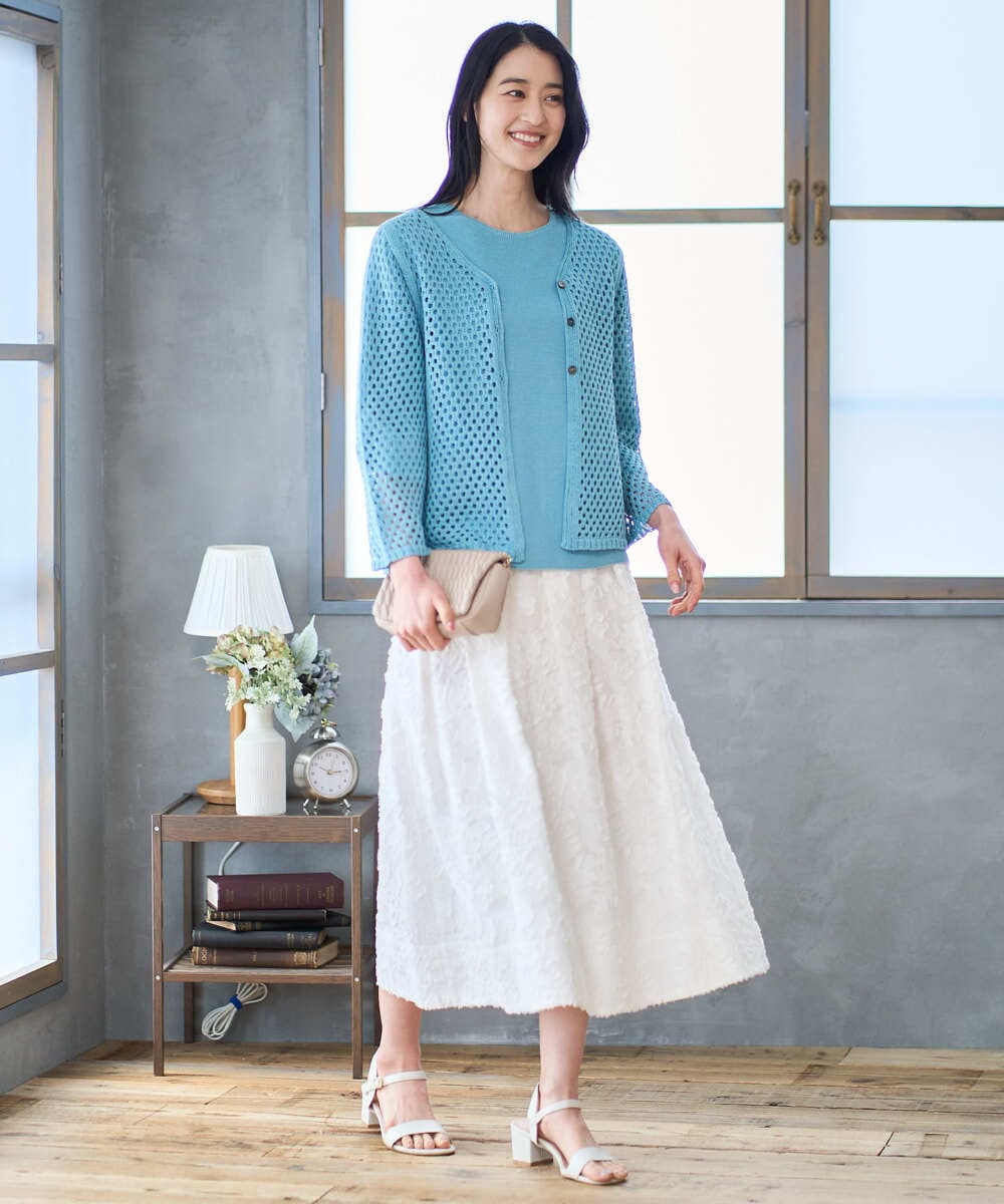 PRHGD20450 CHRISTIAN AUJARD(クリスチャン・オジャール) [セットアップ対応]フラワーカットジャカードスカート ホワイト