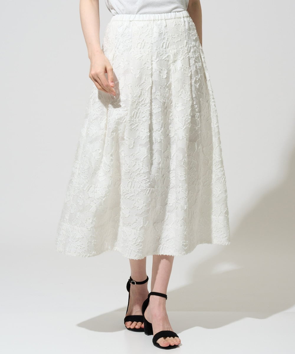 PRHGD20450 CHRISTIAN AUJARD(クリスチャン・オジャール) [セットアップ対応]フラワーカットジャカードスカート ホワイト