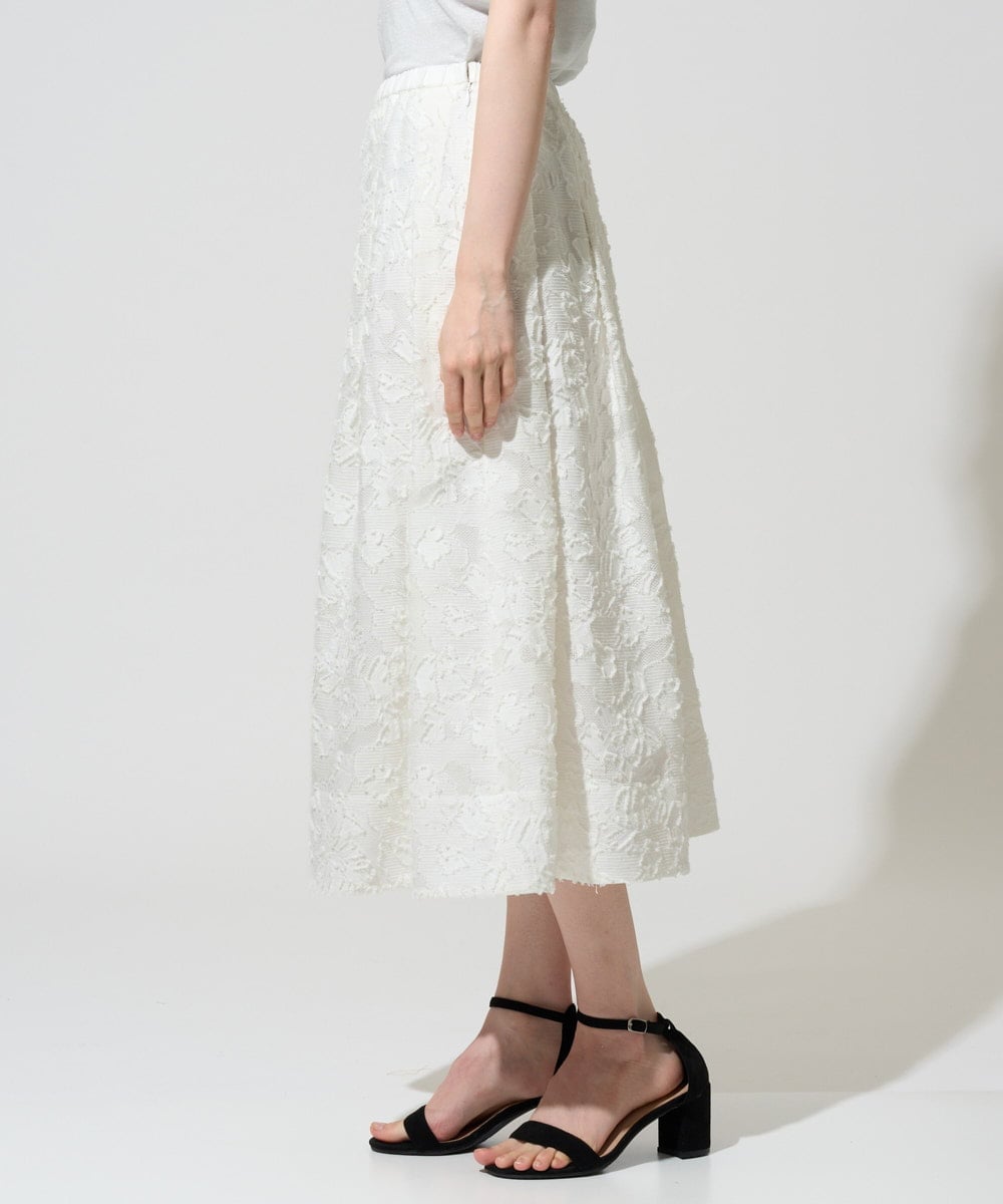 PRHGD20450 CHRISTIAN AUJARD(クリスチャン・オジャール) [セットアップ対応]フラワーカットジャカードスカート ホワイト