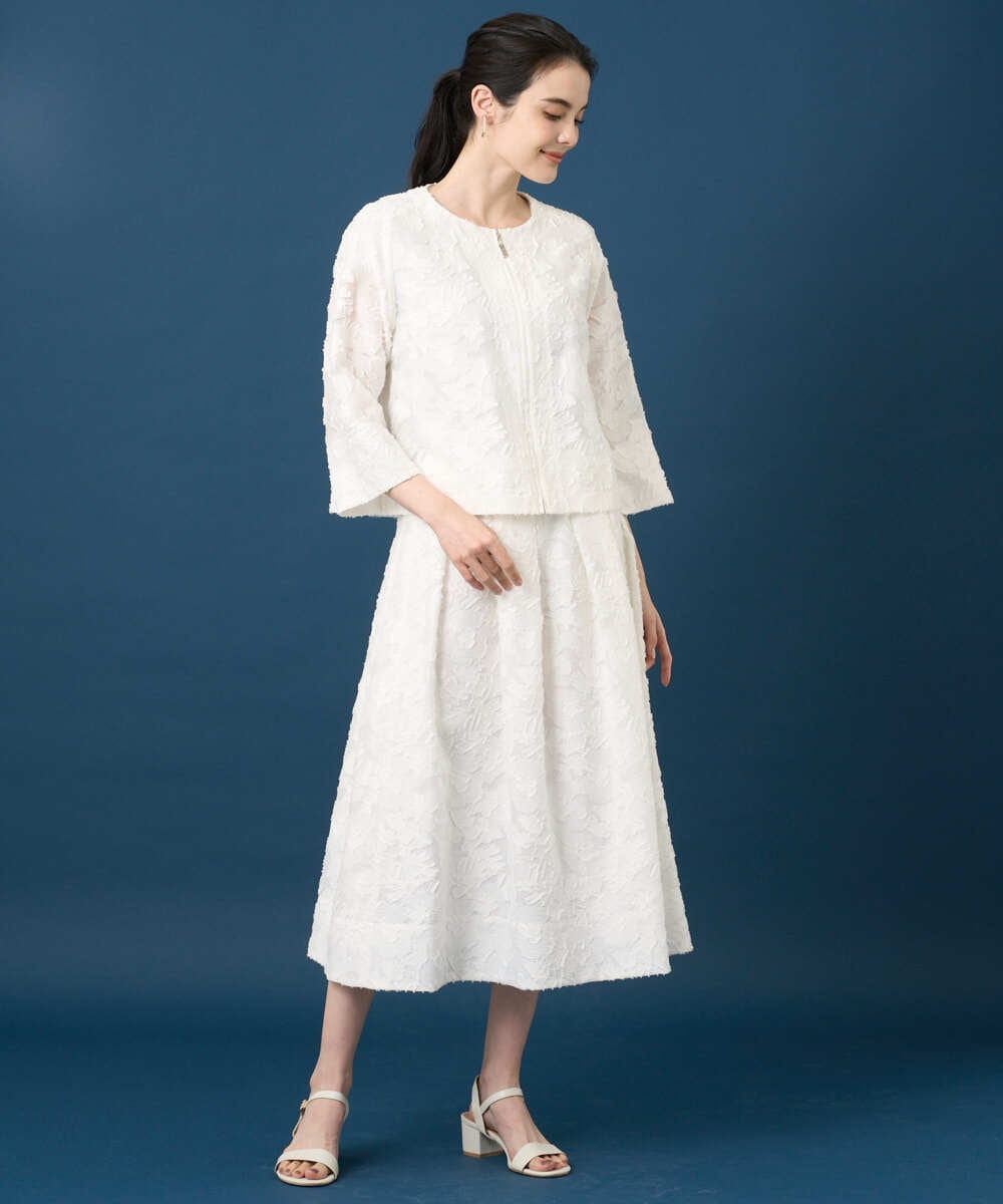 PRHGD20450 CHRISTIAN AUJARD(クリスチャン・オジャール) [セットアップ対応]フラワーカットジャカードスカート ホワイト