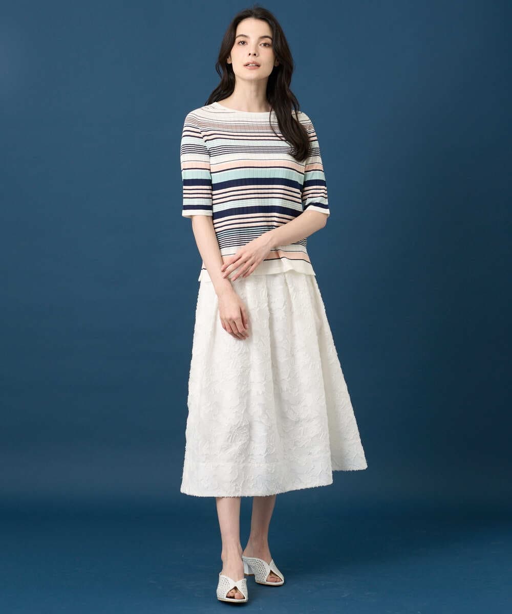 PRHGD20450 CHRISTIAN AUJARD(クリスチャン・オジャール) [セットアップ対応]フラワーカットジャカードスカート ホワイト