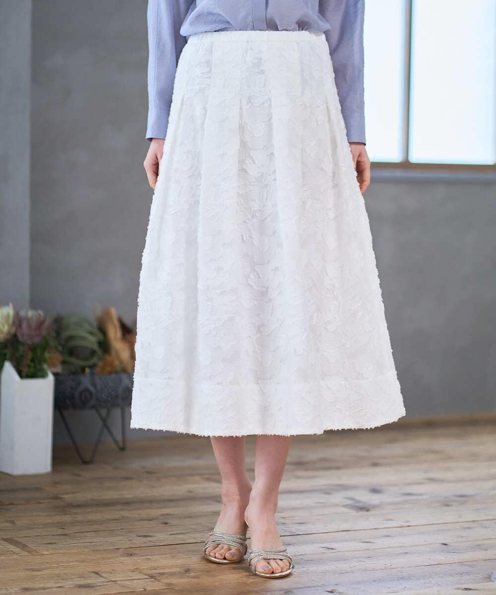 PRHGD20450 CHRISTIAN AUJARD(クリスチャン・オジャール) [セットアップ対応]フラワーカットジャカードスカート ホワイト