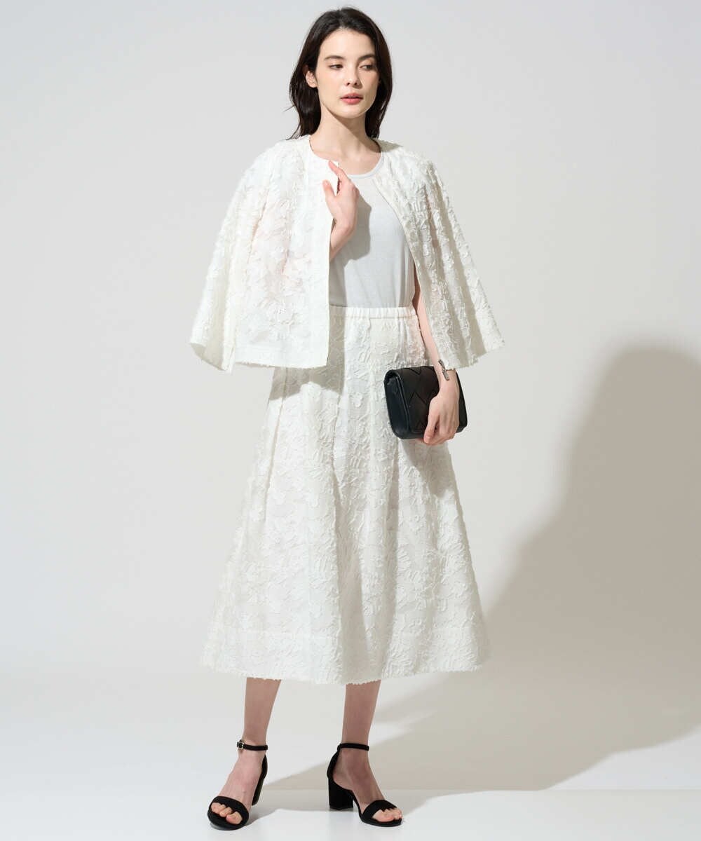 PRHGD20450 CHRISTIAN AUJARD(クリスチャン・オジャール) [セットアップ対応]フラワーカットジャカードスカート ホワイト