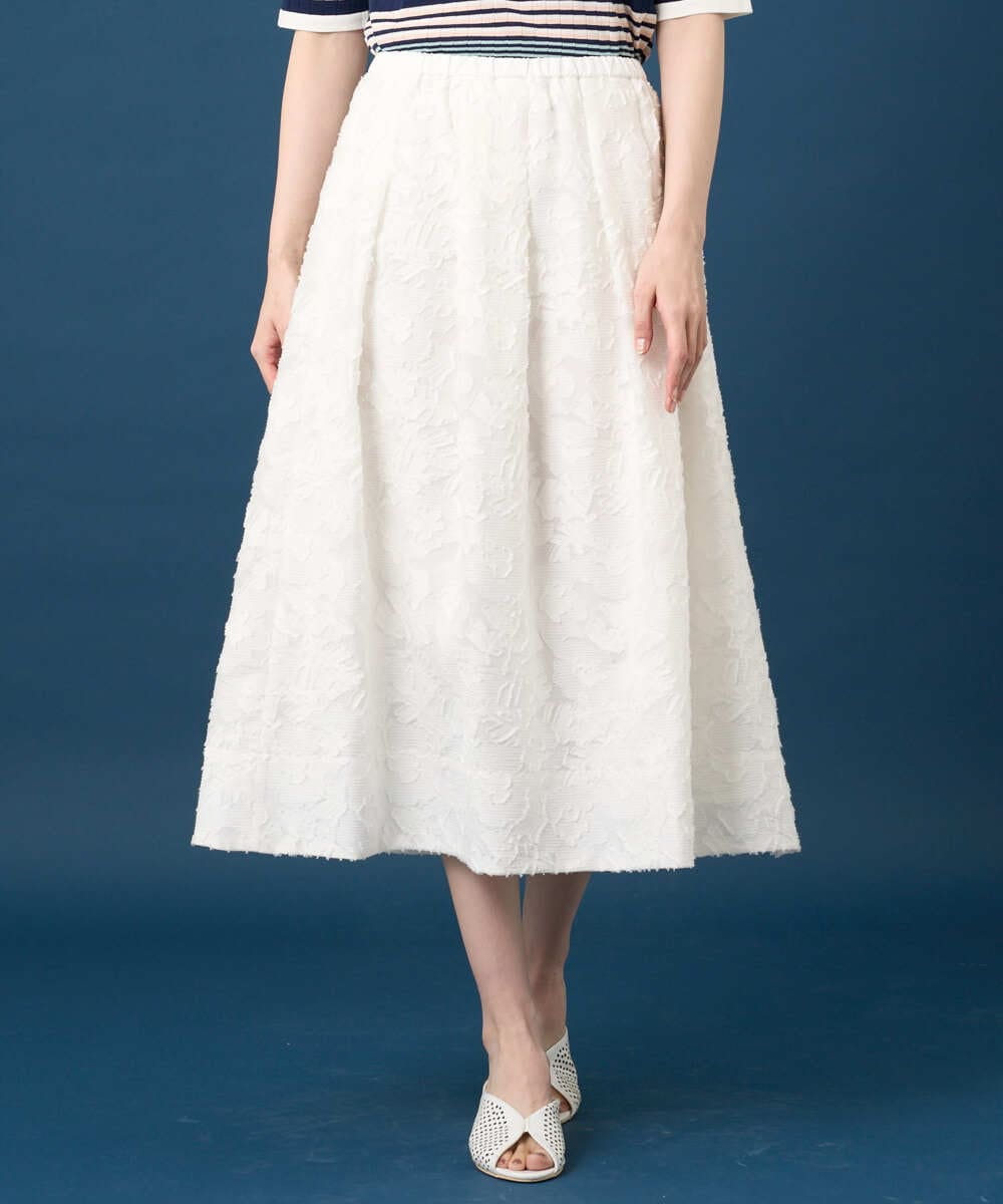 PRHGD20450 CHRISTIAN AUJARD(クリスチャン・オジャール) [セットアップ対応]フラワーカットジャカードスカート ホワイト