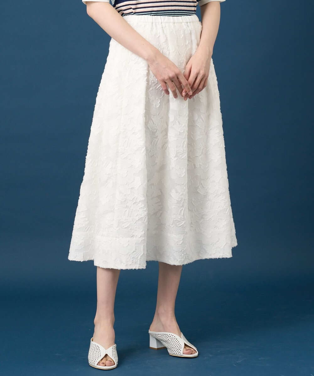 PRHGD20450 CHRISTIAN AUJARD(クリスチャン・オジャール) [セットアップ対応]フラワーカットジャカードスカート ホワイト