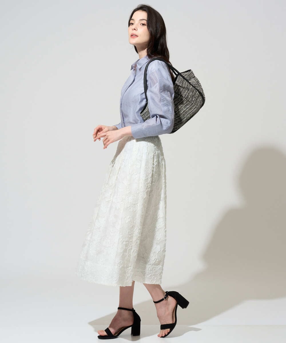 PRHGD20450 CHRISTIAN AUJARD(クリスチャン・オジャール) [セットアップ対応]フラワーカットジャカードスカート ホワイト