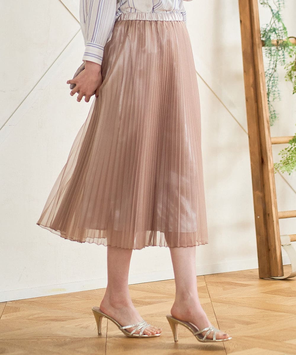 PRHGD30390 CHRISTIAN AUJARD(クリスチャン・オジャール) ブライトオーガンジープリーツスカート ベージュ