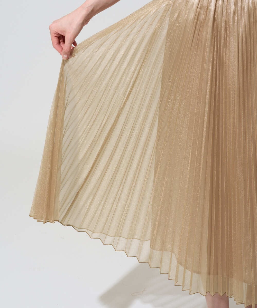 PRHGD30390 CHRISTIAN AUJARD(クリスチャン・オジャール) ブライトオーガンジープリーツスカート ベージュ