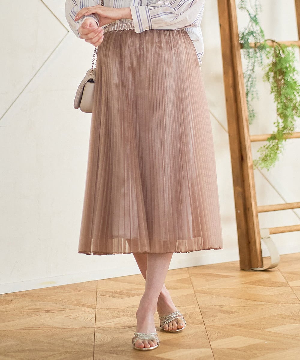 PRHGD30390 CHRISTIAN AUJARD(クリスチャン・オジャール) ブライトオーガンジープリーツスカート ベージュ