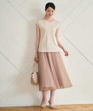 PRHGD30390 CHRISTIAN AUJARD(クリスチャン・オジャール) ブライトオーガンジープリーツスカート ベージュ