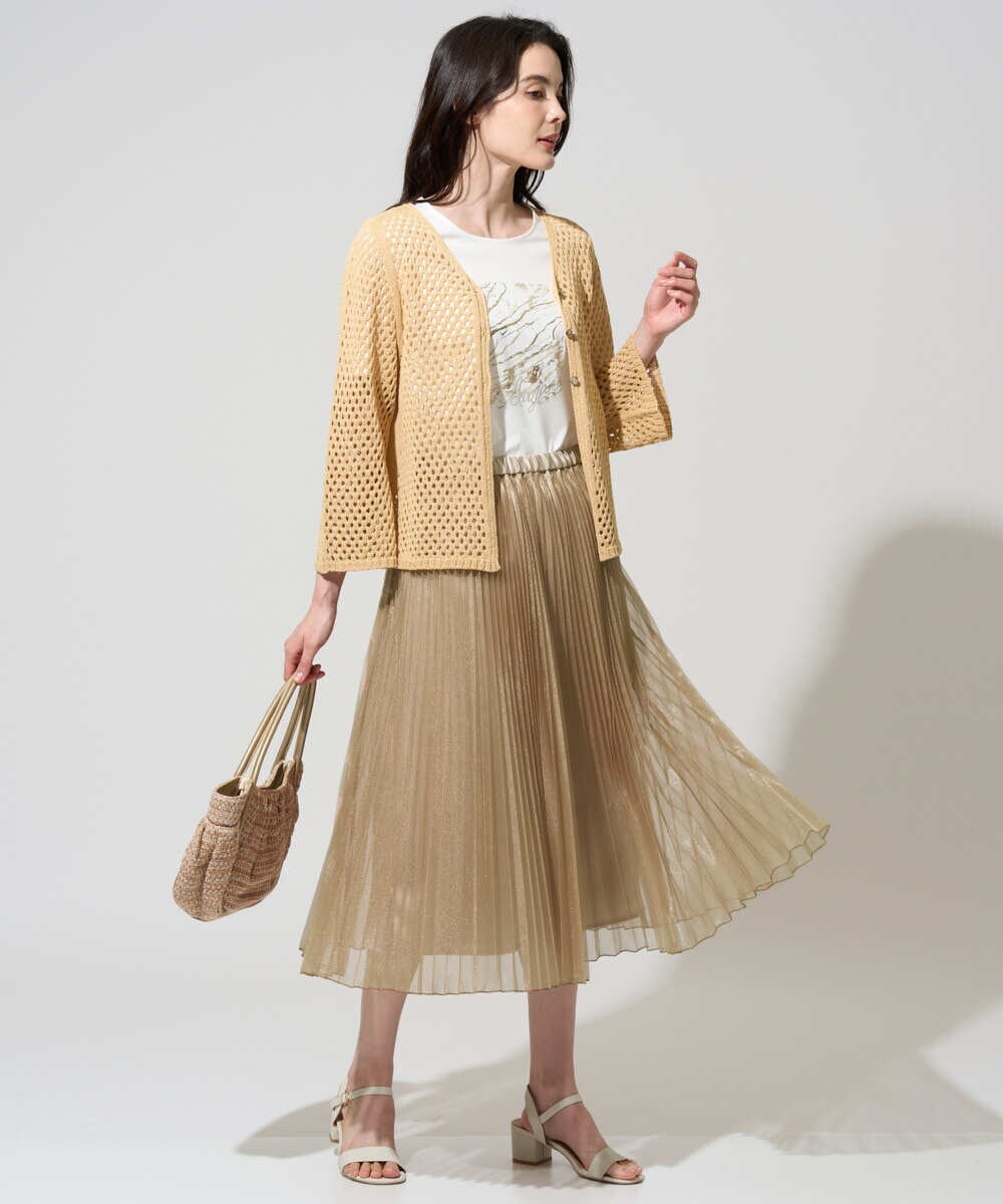 PRHGD30390 CHRISTIAN AUJARD(クリスチャン・オジャール) ブライトオーガンジープリーツスカート ベージュ