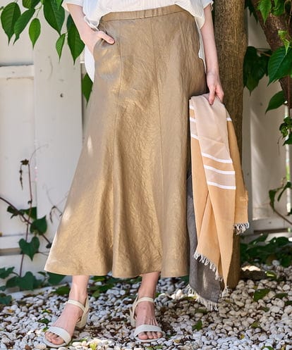 PRHGD58390 CHRISTIAN AUJARD シャイニーリネンフレアスカート