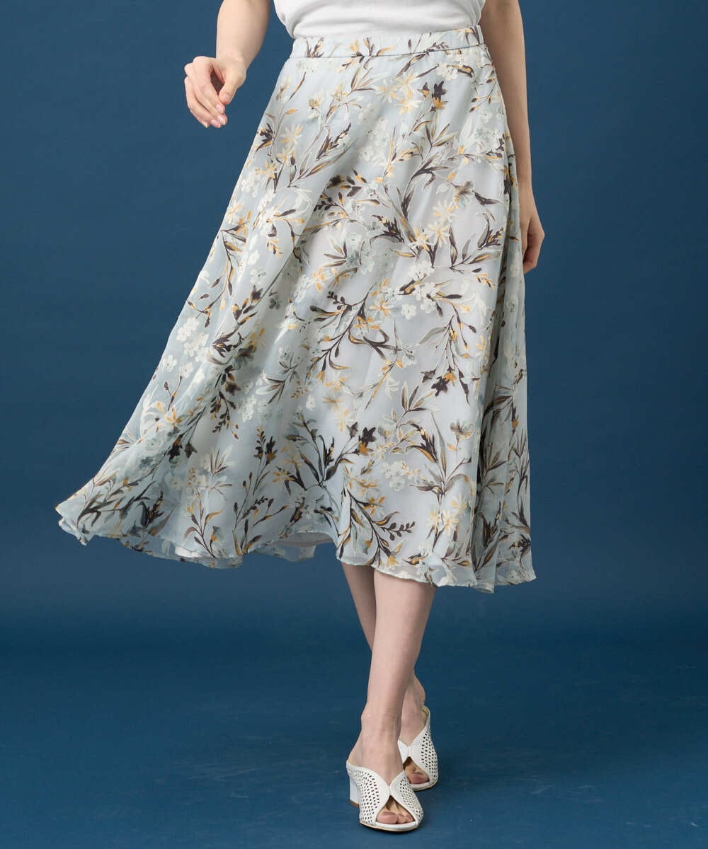 PRHGE02460 CHRISTIAN AUJARD(クリスチャン・オジャール) ［セットアップ対応］フラワープリントシアースカート グリーン