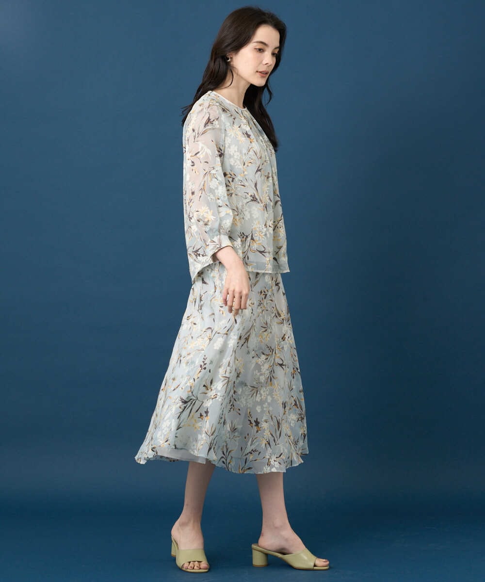 PRHGE02460 CHRISTIAN AUJARD(クリスチャン・オジャール) ［セットアップ対応］フラワープリントシアースカート グリーン