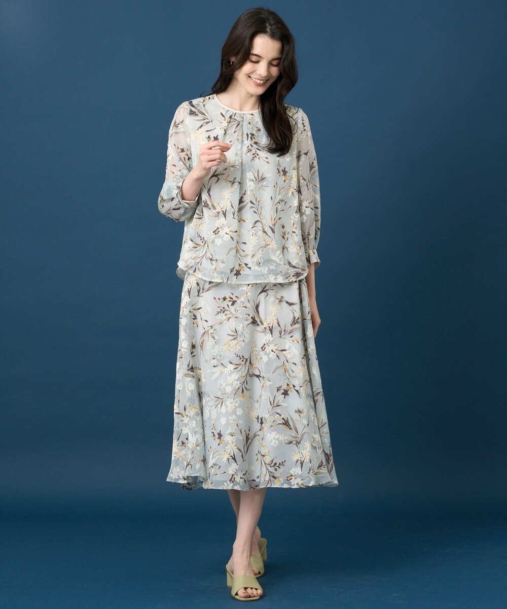 PRHGE02460 CHRISTIAN AUJARD(クリスチャン・オジャール) ［セットアップ対応］フラワープリントシアースカート グリーン