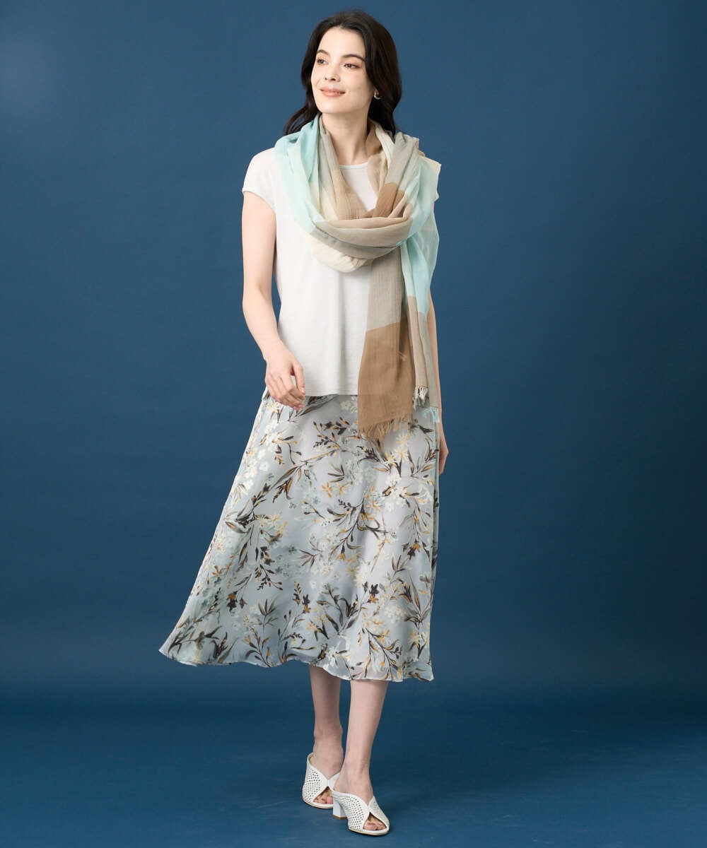 PRHGE02460 CHRISTIAN AUJARD(クリスチャン・オジャール) ［セットアップ対応］フラワープリントシアースカート グリーン