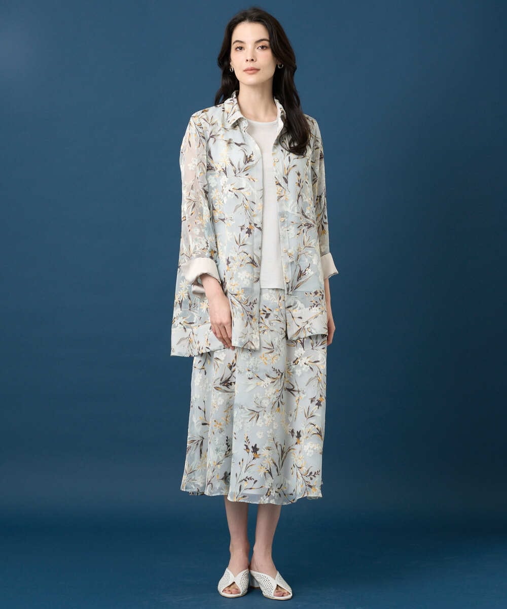 PRHGE02460 CHRISTIAN AUJARD(クリスチャン・オジャール) ［セットアップ対応］フラワープリントシアースカート グリーン