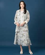 PRHGE02460 CHRISTIAN AUJARD(クリスチャン・オジャール) ［セットアップ対応］フラワープリントシアースカート グリーン