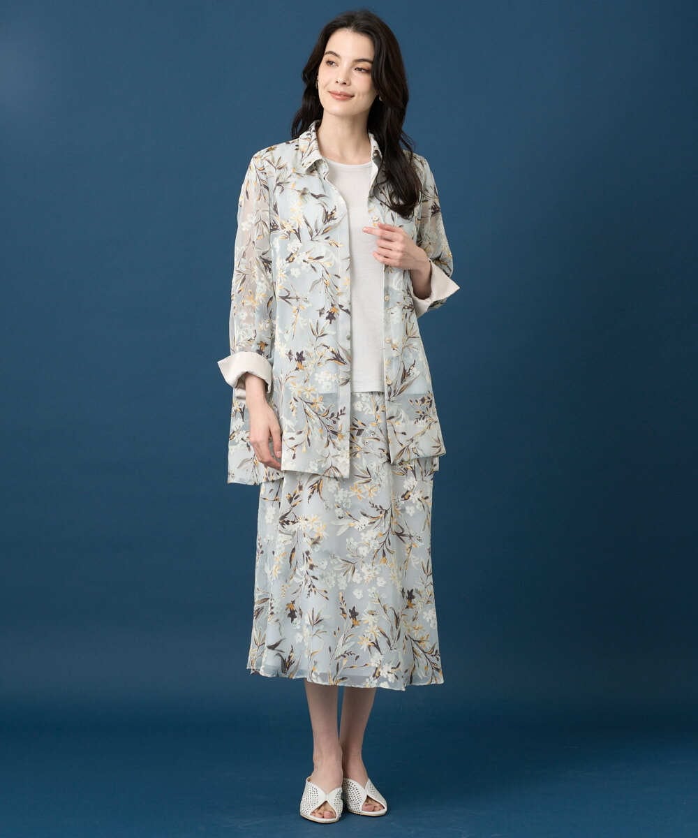 PRHGE02460 CHRISTIAN AUJARD(クリスチャン・オジャール) ［セットアップ対応］フラワープリントシアースカート グリーン