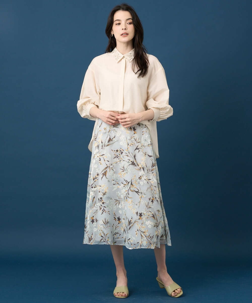 PRHGE02460 CHRISTIAN AUJARD(クリスチャン・オジャール) ［セットアップ対応］フラワープリントシアースカート グリーン