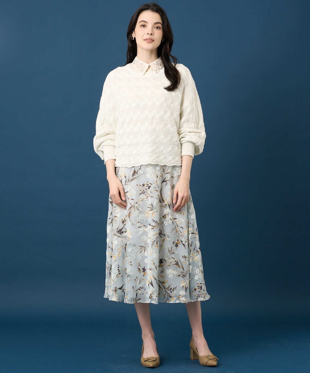 PRHGE02460 CHRISTIAN AUJARD(クリスチャン・オジャール) ［セットアップ対応］フラワープリントシアースカート グリーン